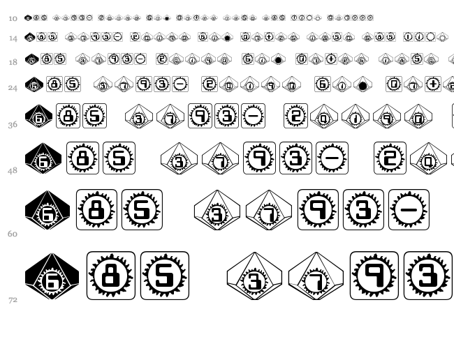 Starburst Pips font waterfall